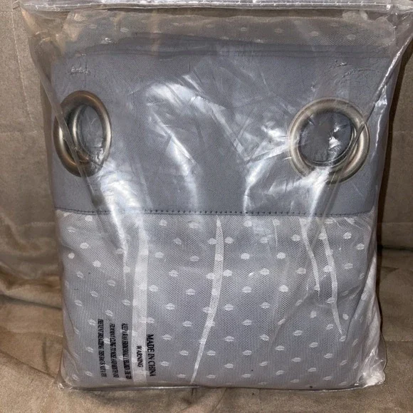 MYSKY HOME Gray Double Layer Blackout Curtains with Polka Dots 52x84", Open Box - Picture 4 of 5